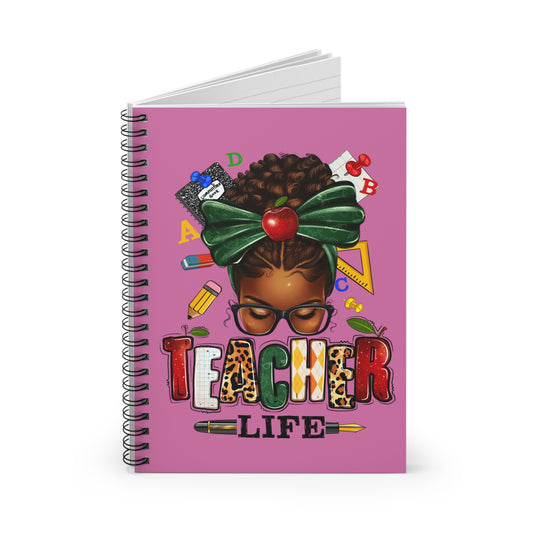 Teacher Life Spiral Mini Notebook - Ruled Line - Pink