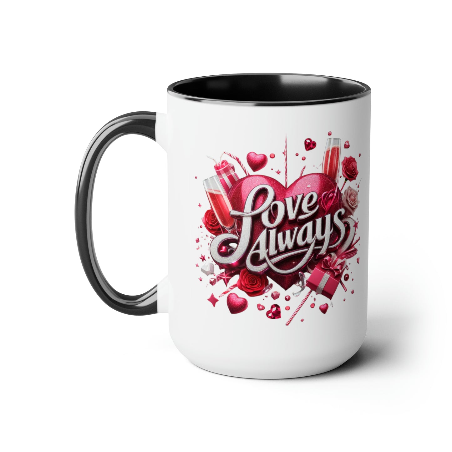 Love Always Two-Tone Coffee Mugs, 15oz