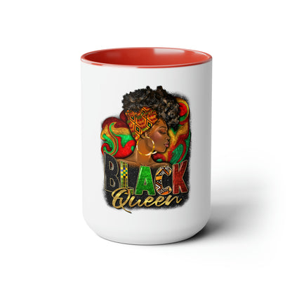 Black Queen Two-Tone Coffee Mugs, 15oz